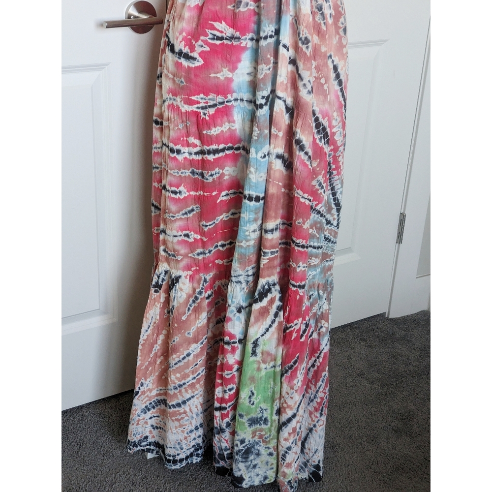 Young Fabulous & Broke Maxi Sun Dress Tie Halter Strawberry Tropic Tie Dye - Picture 7 of 17